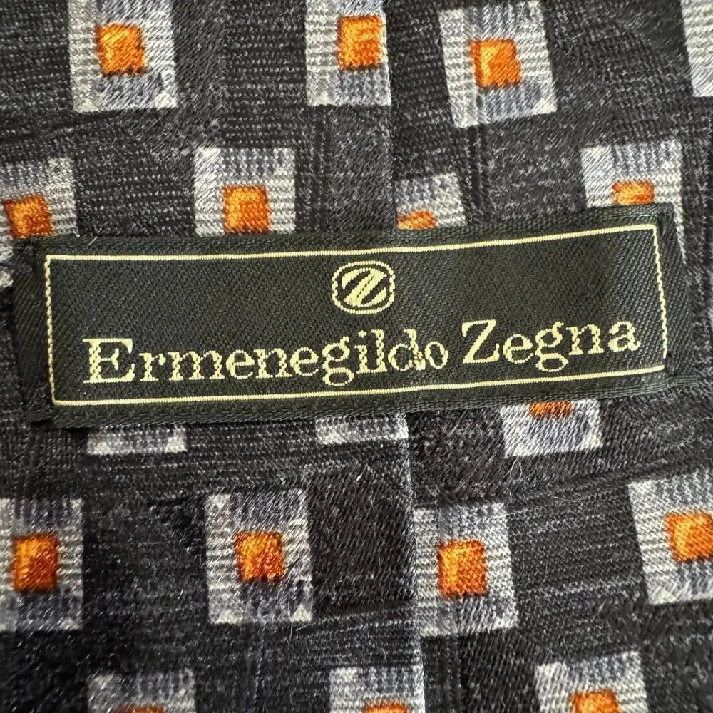 Ermenegildo Zegna Geometric 100% Silk Blue Men’s Tie Italy Made